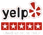 Yelp five-star rating graphic encouraging users to check us out on Yelp.